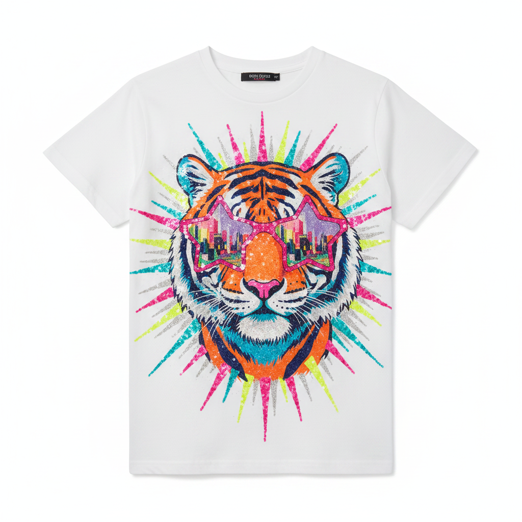 スタータイガー グリッター プリントTシャツ